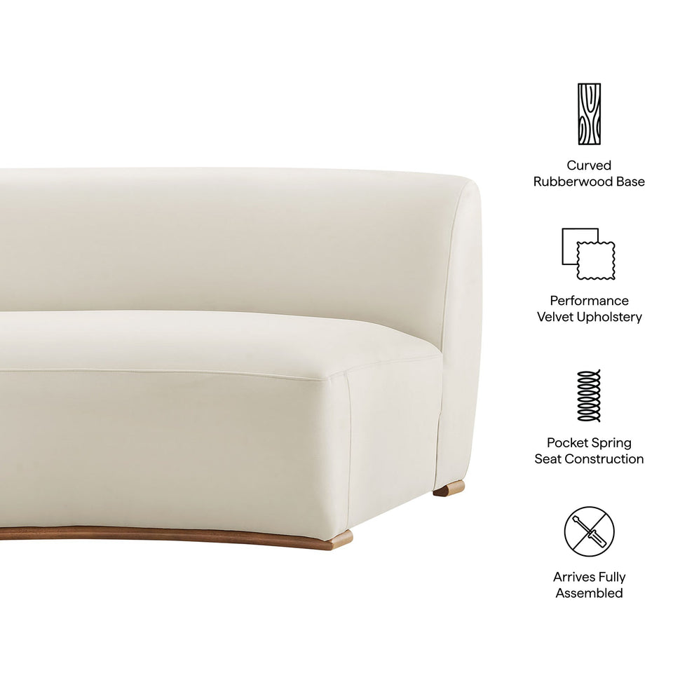 Rialta Curved Armless Performance Velvet Sectional Loveseat by Modway