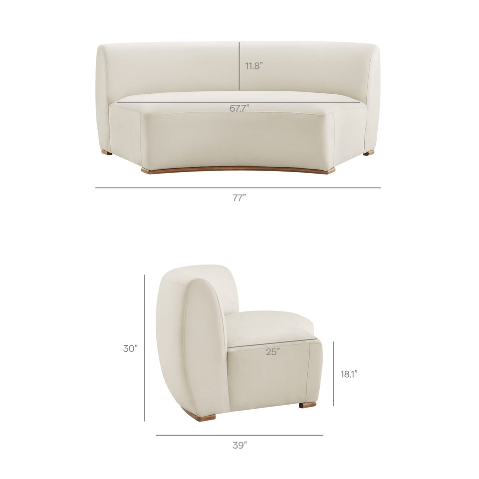Rialta Curved Armless Performance Velvet Sectional Loveseat by Modway