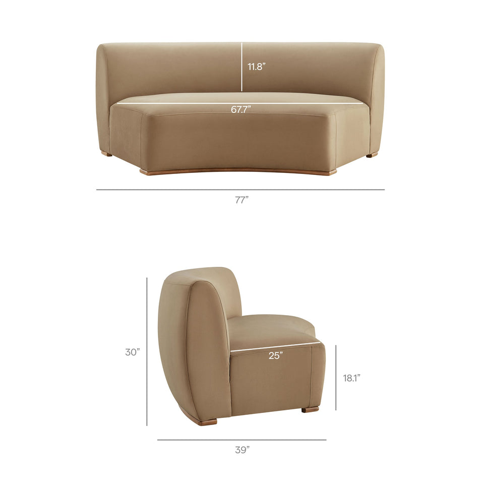 Rialta Curved Armless Performance Velvet Sectional Loveseat by Modway