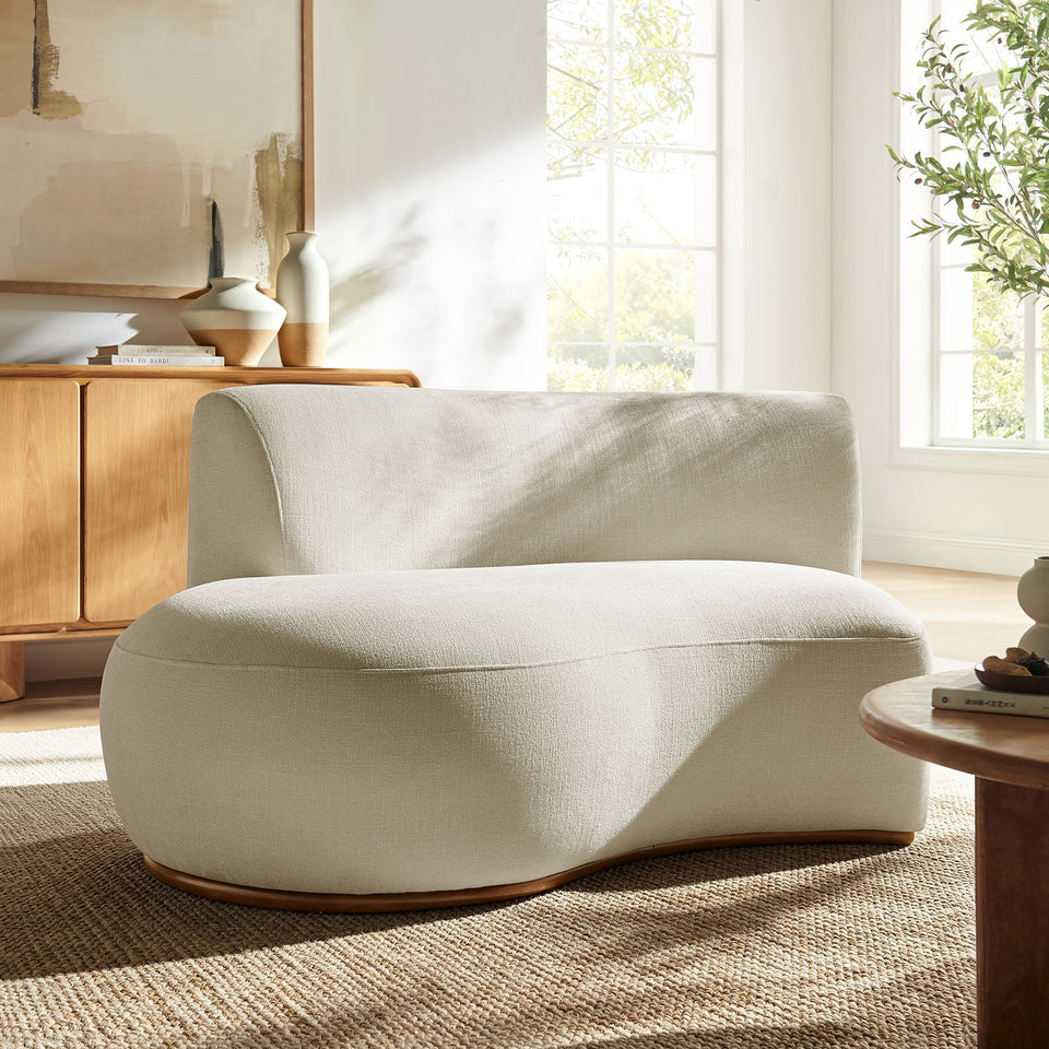 Rialta Curved Left-Arm Slub Weave Fabric Sectional Loveseat by Modway