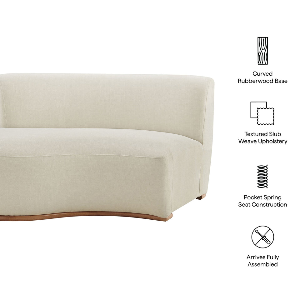 Rialta Curved Left-Arm Slub Weave Fabric Sectional Loveseat by Modway