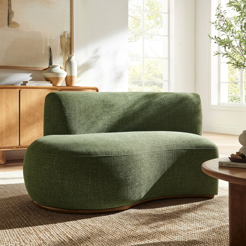 Rialta Curved Left-Arm Slub Weave Fabric Sectional Loveseat by Modway