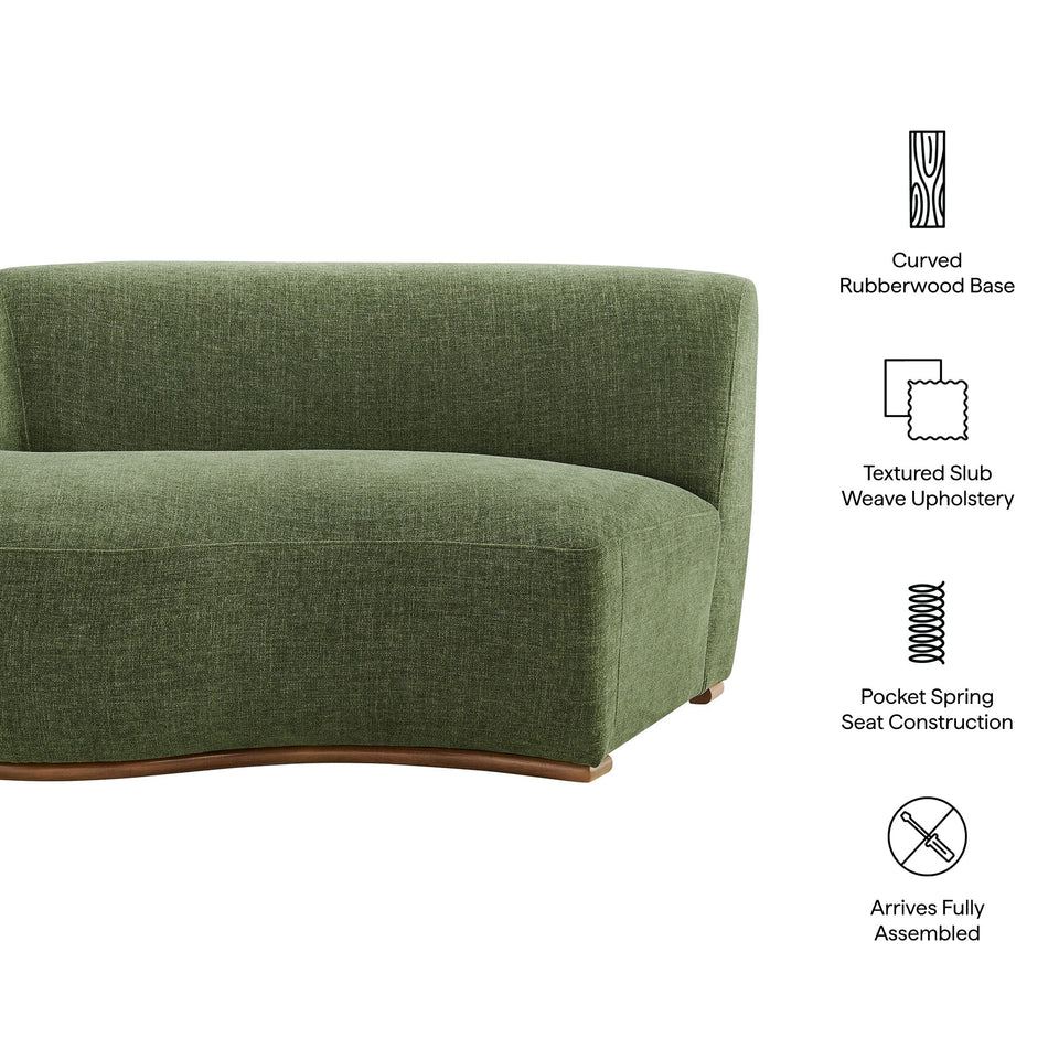 Rialta Curved Left-Arm Slub Weave Fabric Sectional Loveseat by Modway
