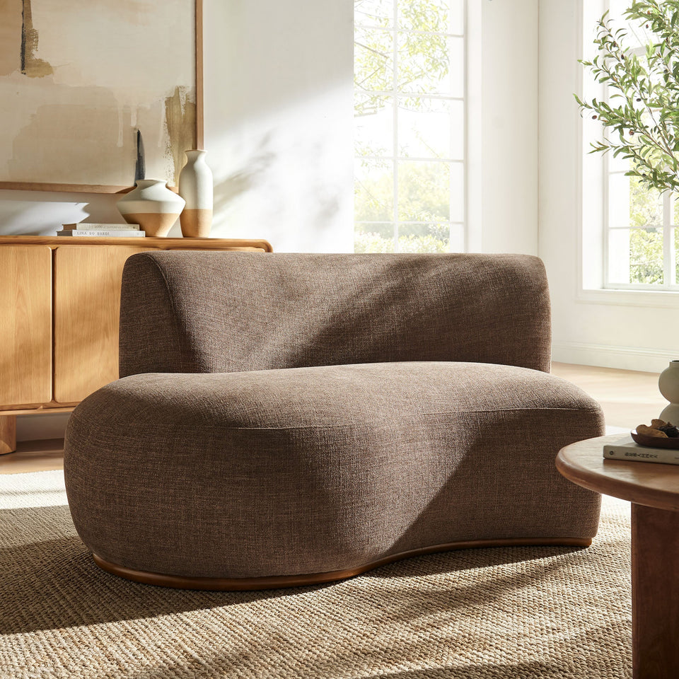 Rialta Curved Left-Arm Slub Weave Fabric Sectional Loveseat by Modway