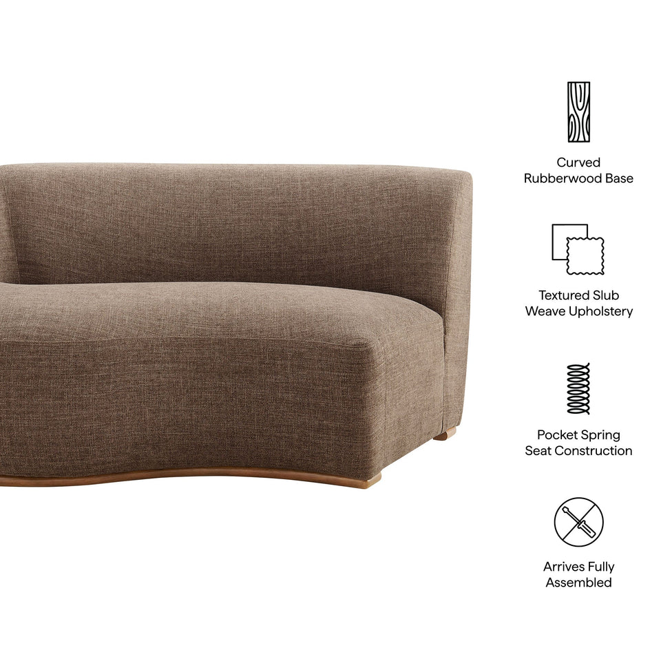Rialta Curved Left-Arm Slub Weave Fabric Sectional Loveseat by Modway