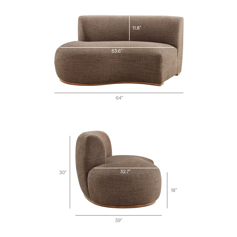 Rialta Curved Left-Arm Slub Weave Fabric Sectional Loveseat by Modway