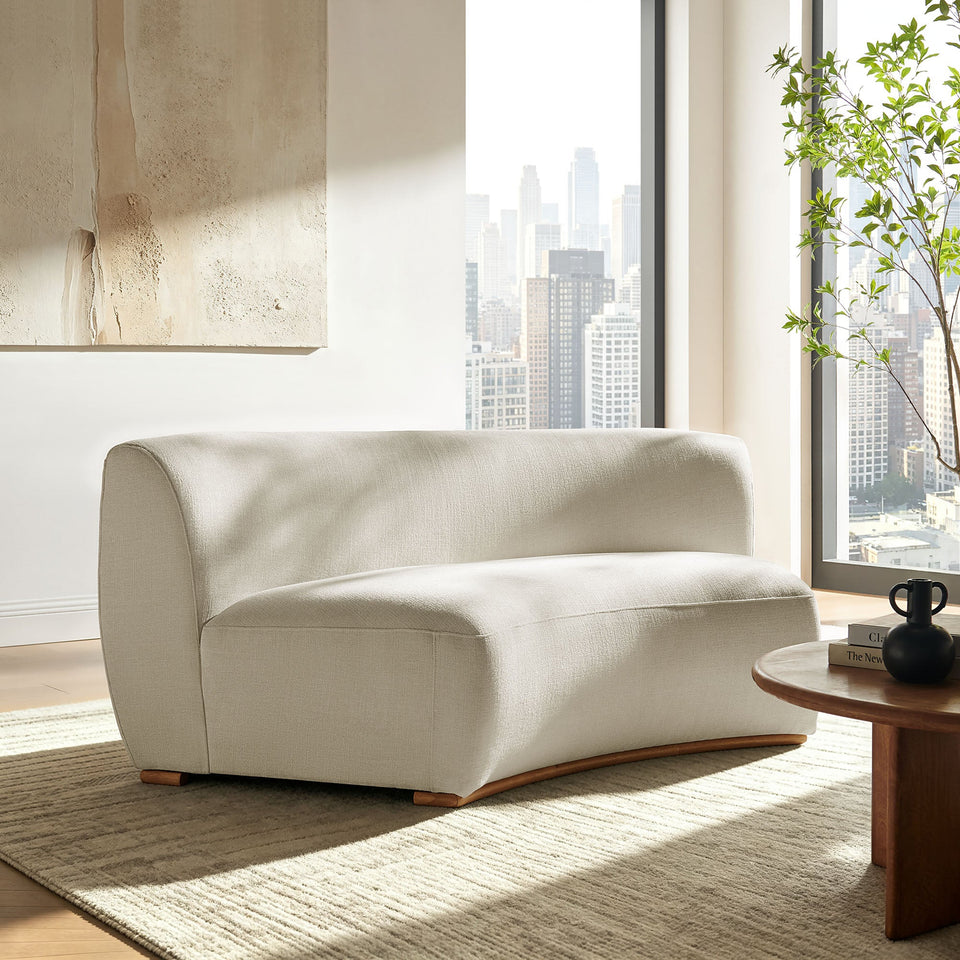 Rialta Curved Armless Slub Weave Fabric Sectional Loveseat by Modway