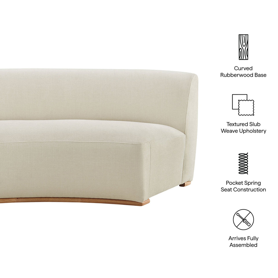 Rialta Curved Armless Slub Weave Fabric Sectional Loveseat by Modway