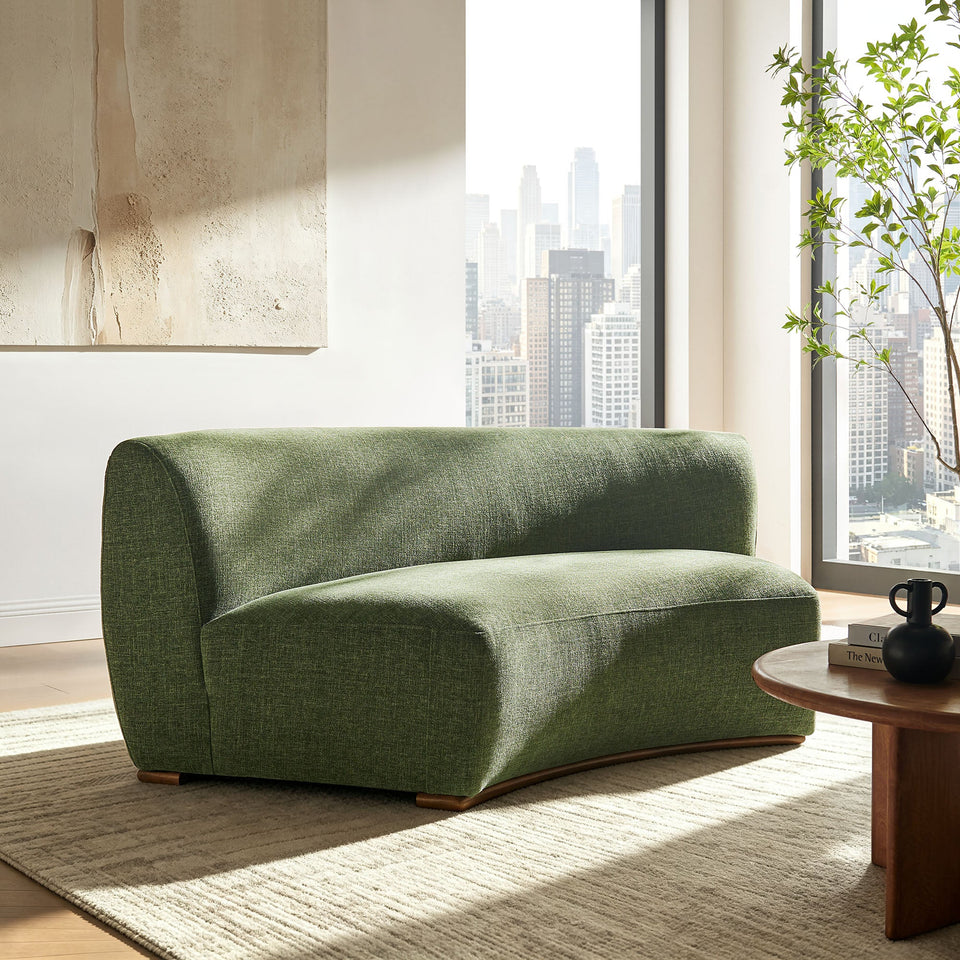 Rialta Curved Armless Slub Weave Fabric Sectional Loveseat by Modway