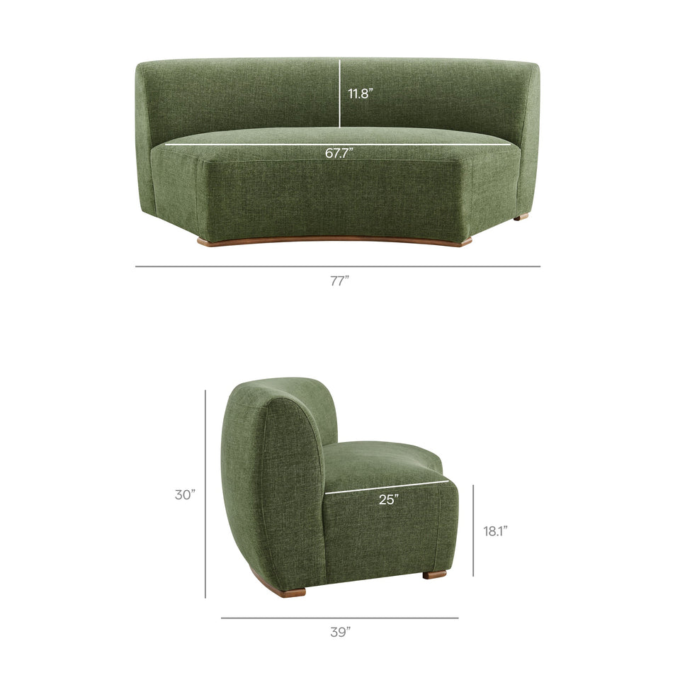 Rialta Curved Armless Slub Weave Fabric Sectional Loveseat by Modway