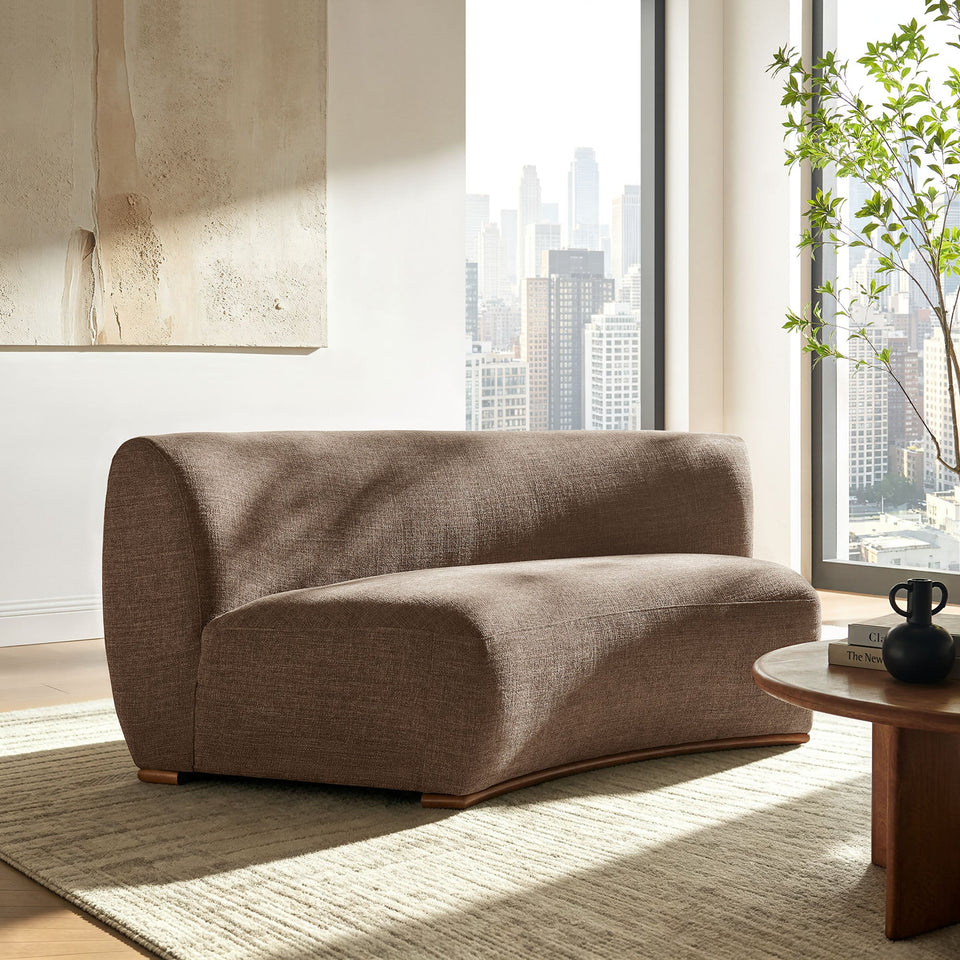 Rialta Curved Armless Slub Weave Fabric Sectional Loveseat by Modway