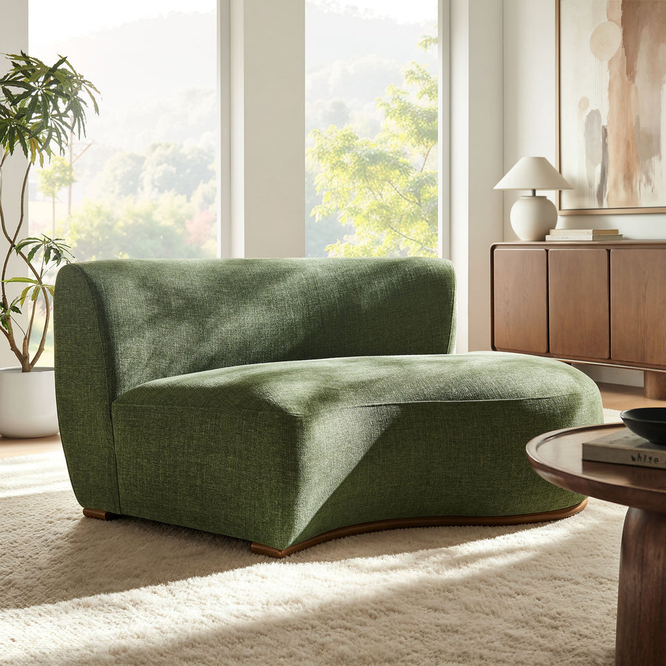 Rialta Curved Right-Arm Slub Weave Fabric Sectional Loveseat by Modway