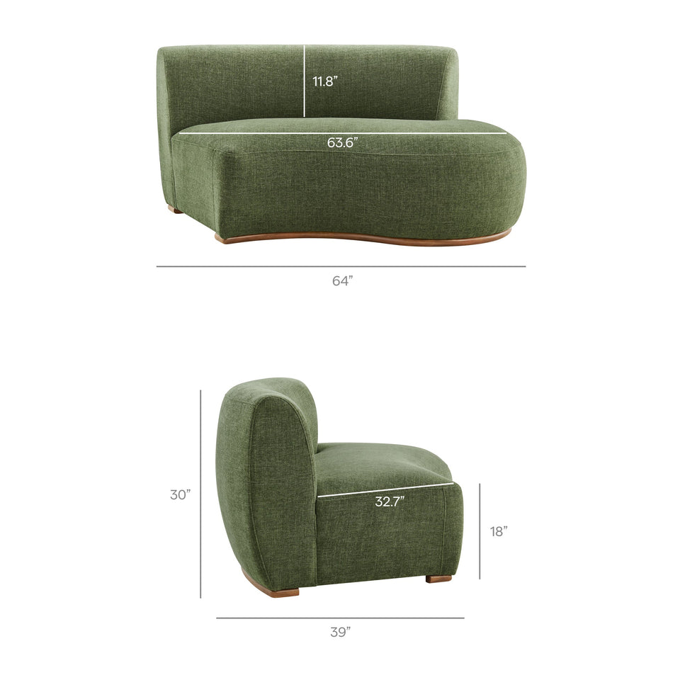 Rialta Curved Right-Arm Slub Weave Fabric Sectional Loveseat by Modway