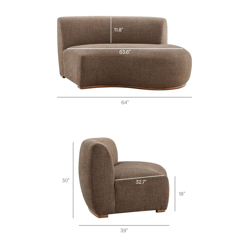 Rialta Curved Right-Arm Slub Weave Fabric Sectional Loveseat by Modway