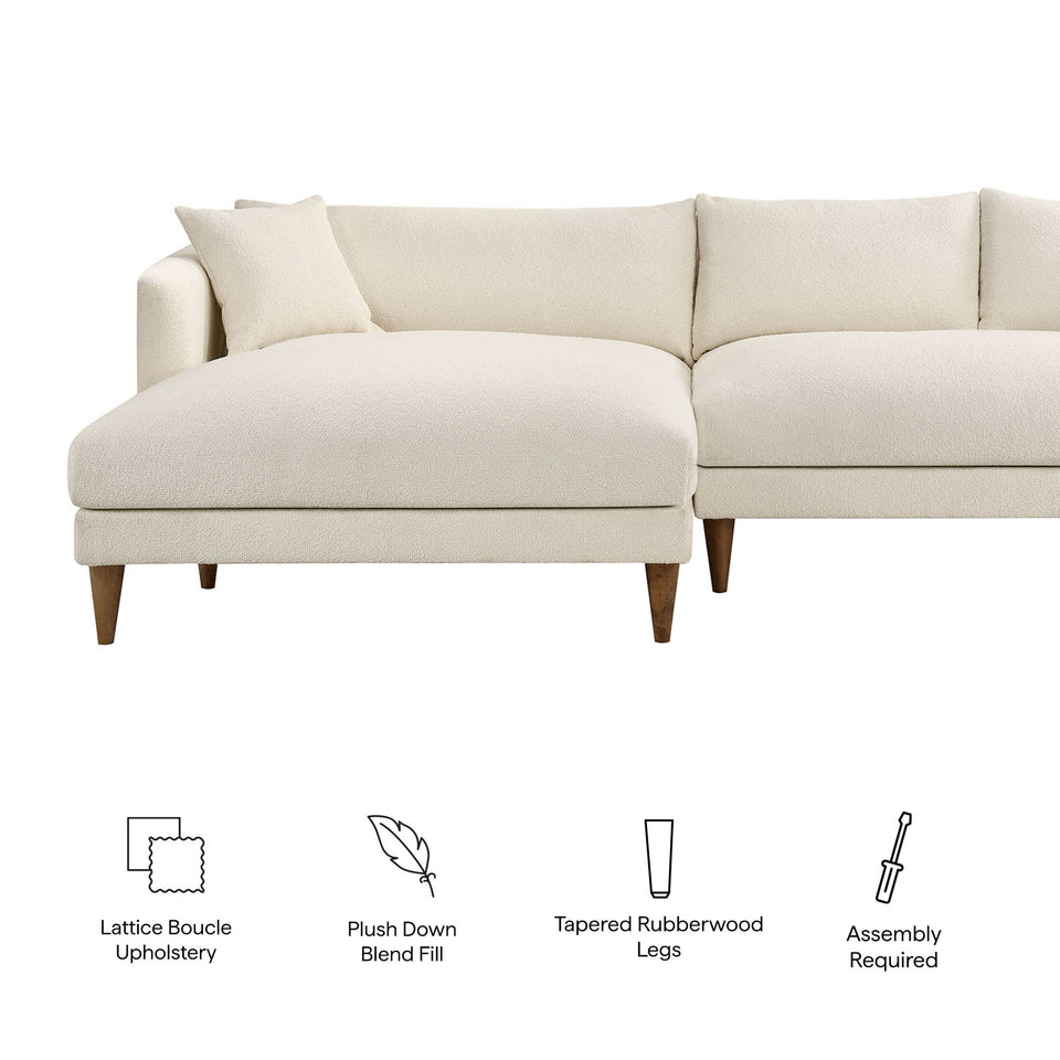 Zoya Left-Facing Down Filled Overstuffed Boucle Sectional Sofa by Modway