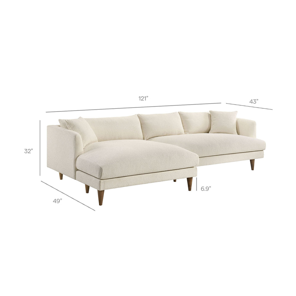 Zoya Left-Facing Down Filled Overstuffed Boucle Sectional Sofa by Modway