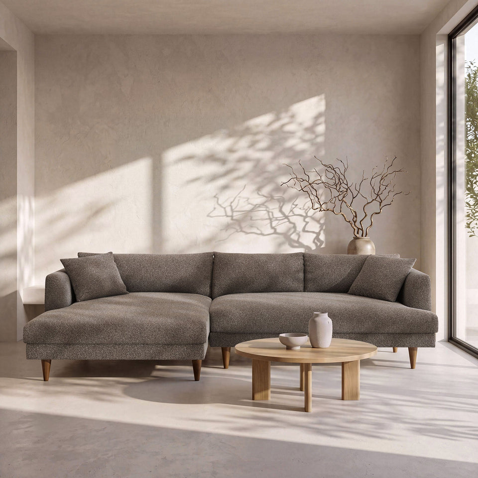 Zoya Left-Facing Down Filled Overstuffed Boucle Sectional Sofa by Modway