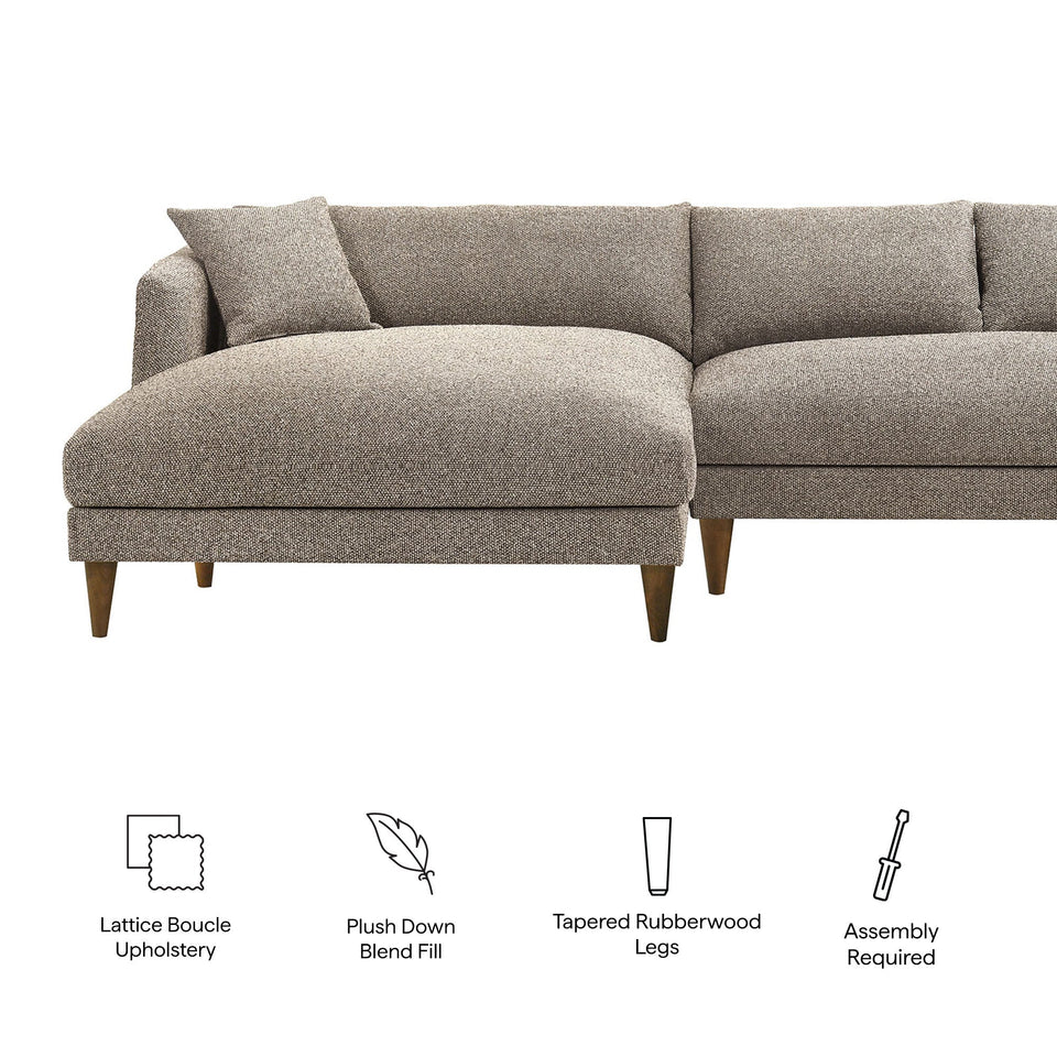 Zoya Left-Facing Down Filled Overstuffed Boucle Sectional Sofa by Modway