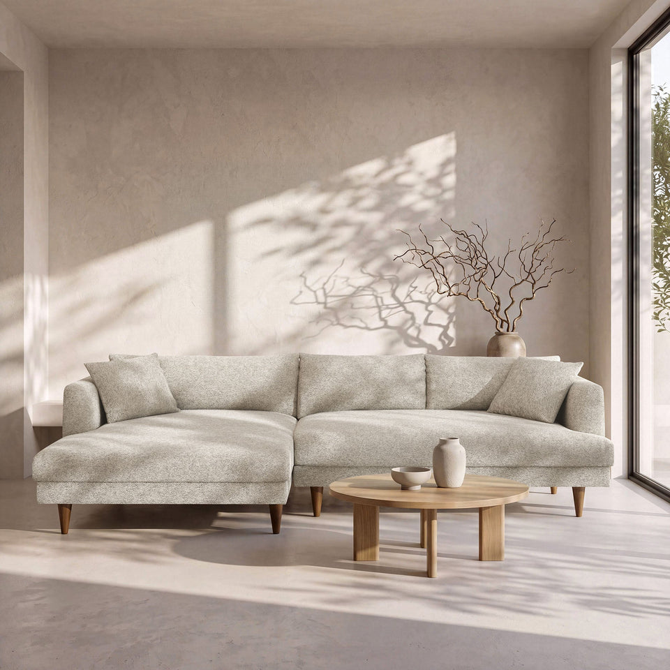 Zoya Left-Facing Down Filled Overstuffed Boucle Sectional Sofa by Modway