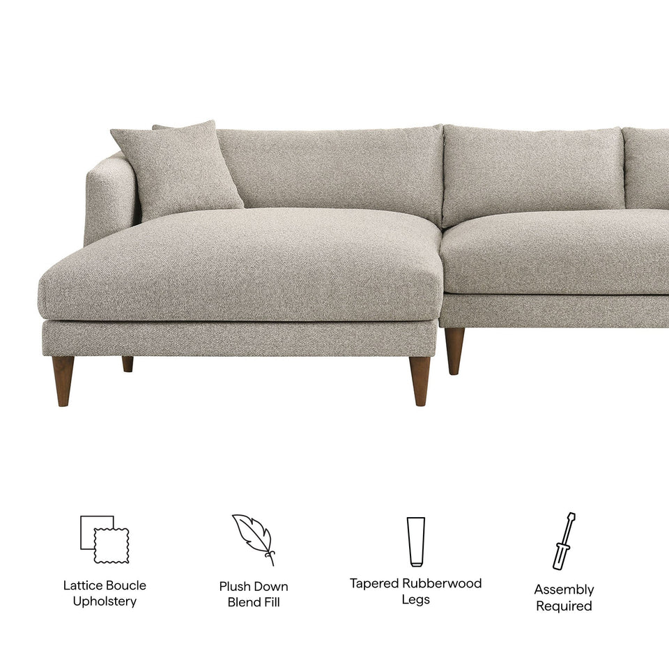 Zoya Left-Facing Down Filled Overstuffed Boucle Sectional Sofa by Modway