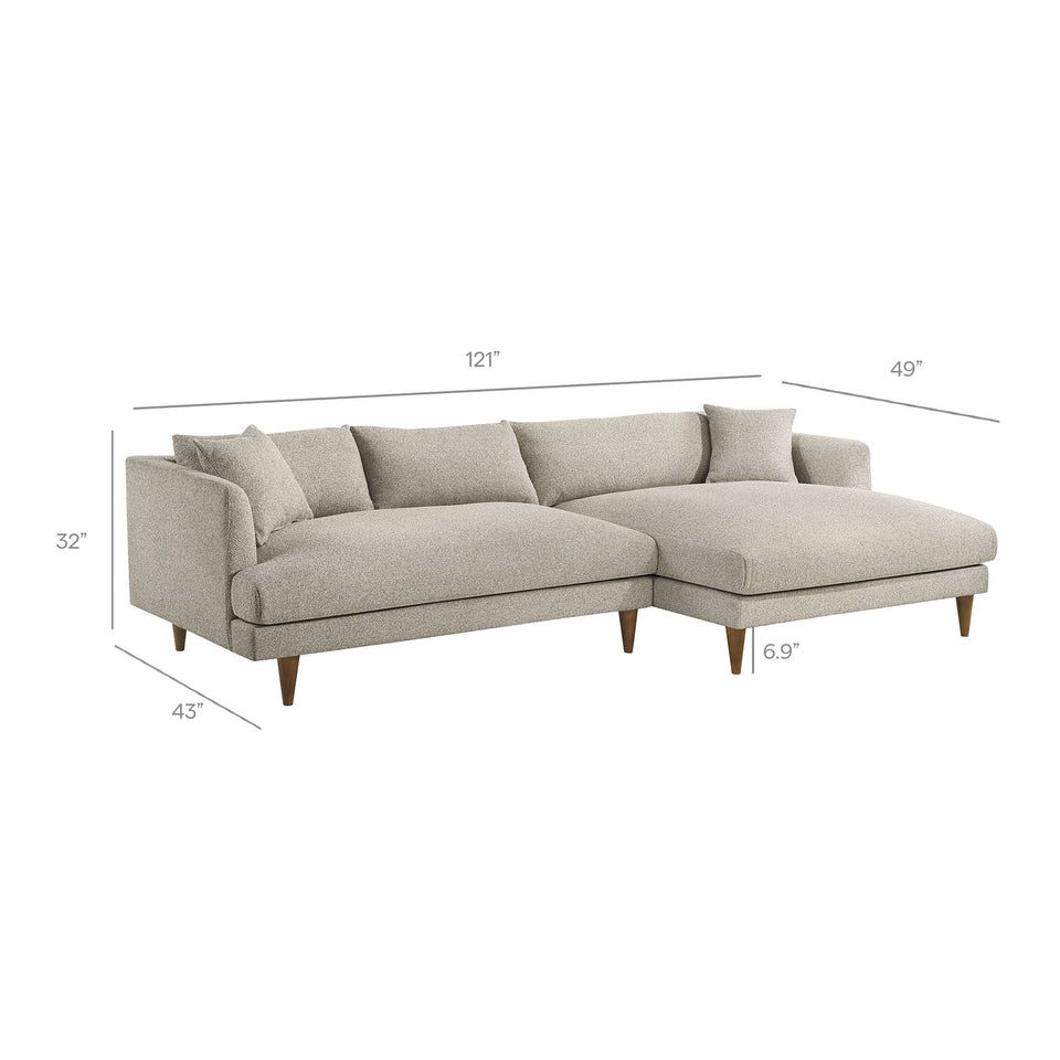 Zoya Right-Facing Down Filled Overstuffed Boucle Sectional Sofa by Modway