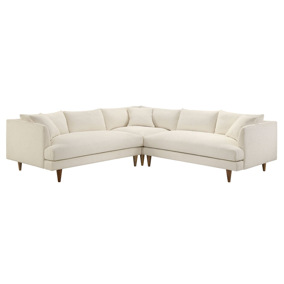 Zoya 3 Piece Down Filled Overstuffed Boucle Sectional Sofa by Modway