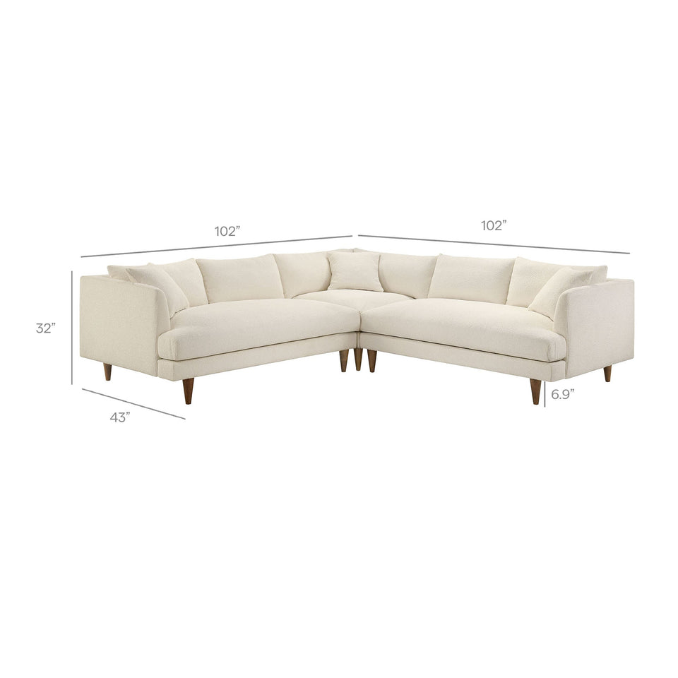 Zoya 3 Piece Down Filled Overstuffed Boucle Sectional Sofa by Modway