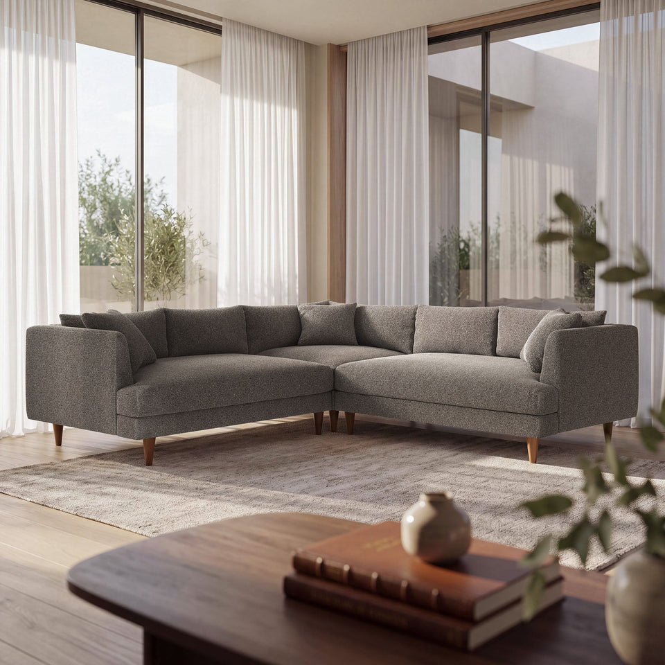 Zoya 3 Piece Down Filled Overstuffed Boucle Sectional Sofa by Modway