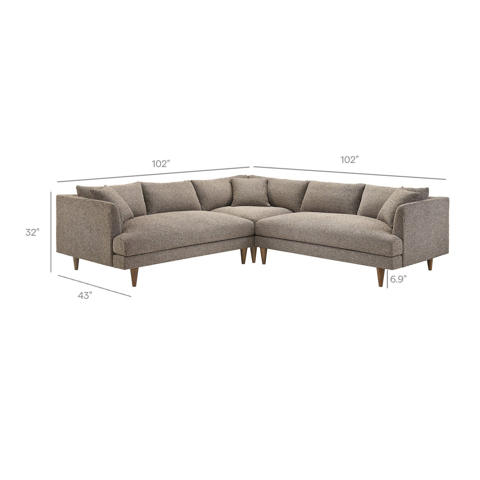 Zoya 3 Piece Down Filled Overstuffed Boucle Sectional Sofa by Modway