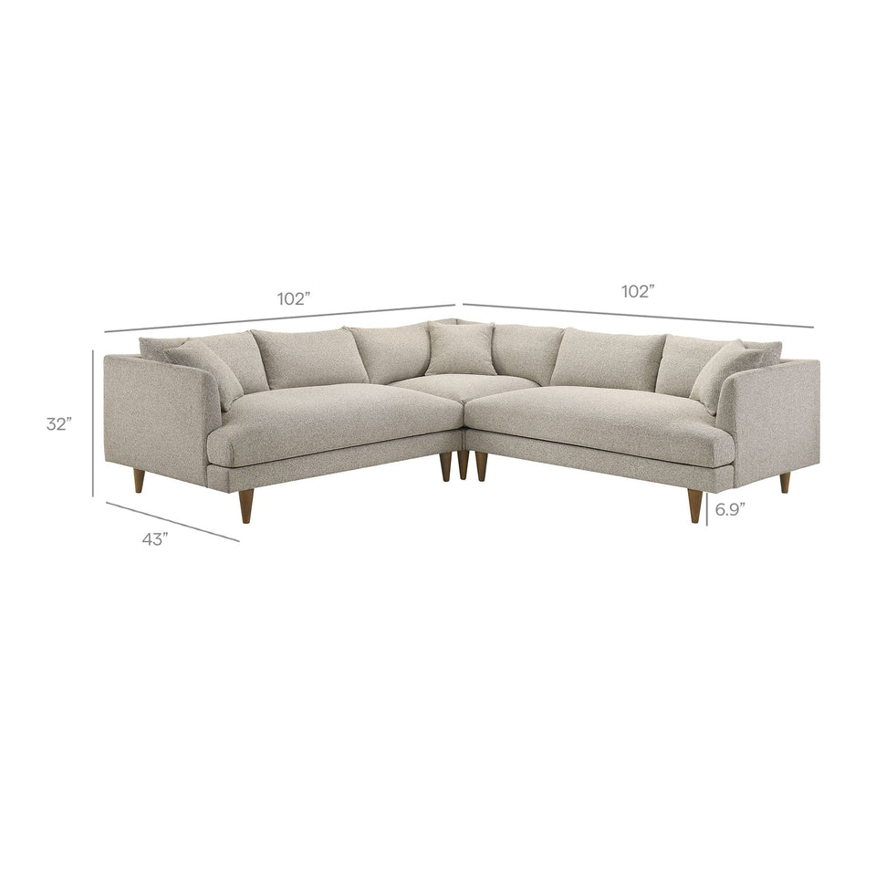 Zoya 3 Piece Down Filled Overstuffed Boucle Sectional Sofa by Modway