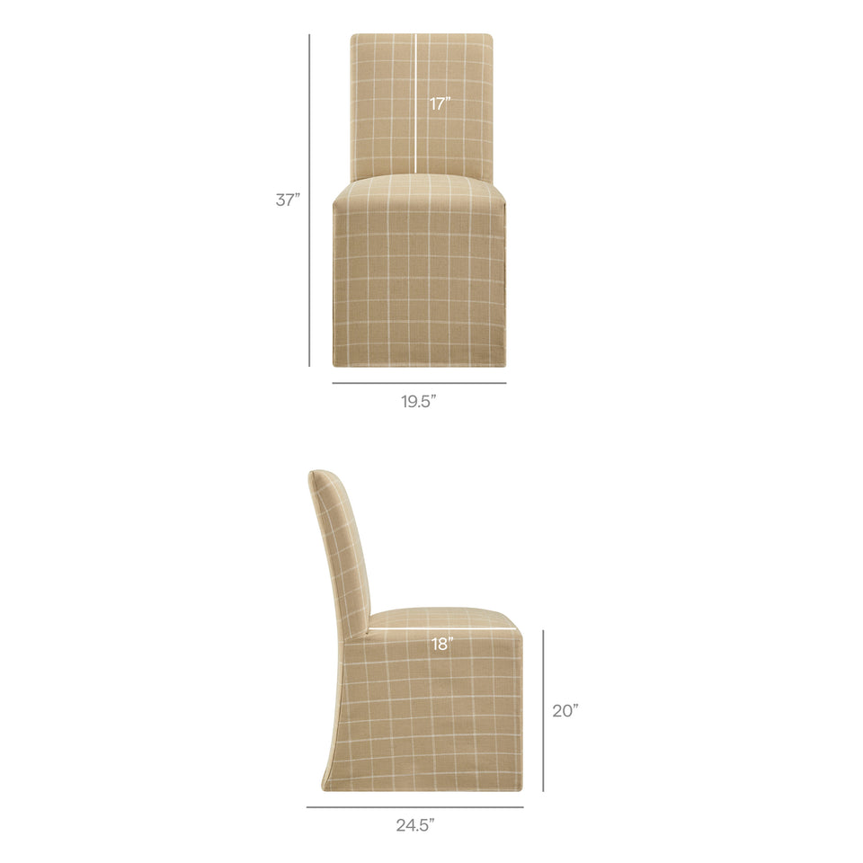 Aster Linen Cotton Blend Slipcovered Dining Chairs Set of 2 by Modway