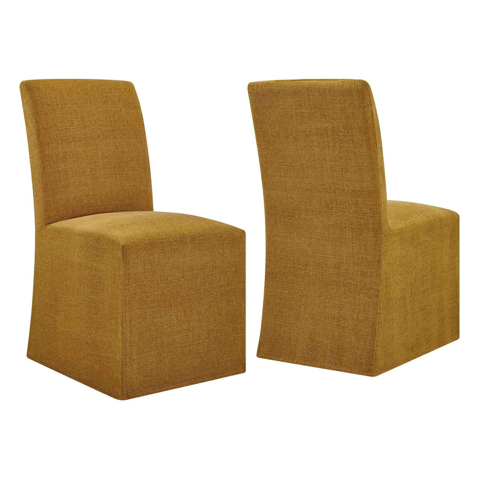 Aster Slub Weave Fabric Slipcovered Dining Chairs Set of 2 by Modway