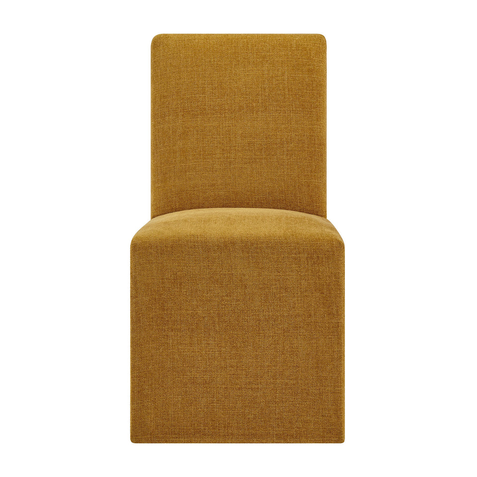 Aster Slub Weave Fabric Slipcovered Dining Chairs Set of 2 by Modway