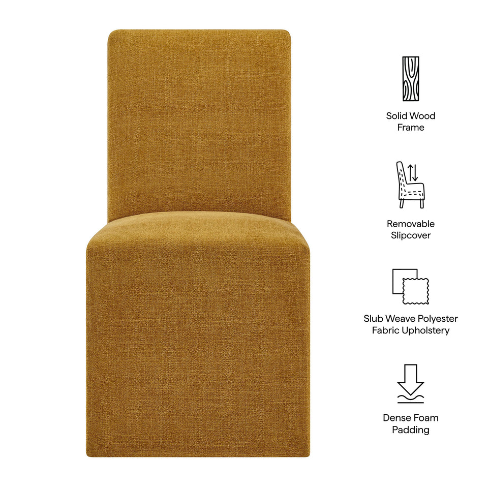 Aster Slub Weave Fabric Slipcovered Dining Chairs Set of 2 by Modway