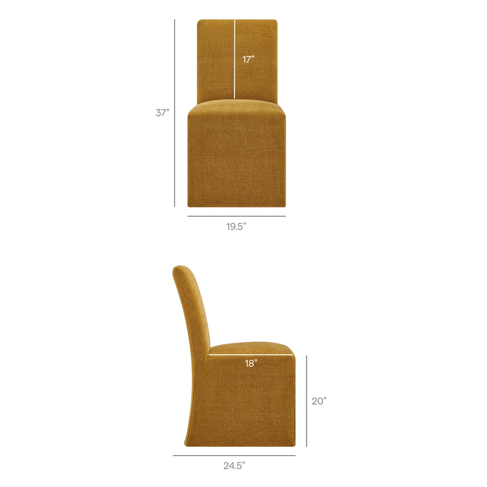 Aster Slub Weave Fabric Slipcovered Dining Chairs Set of 2 by Modway