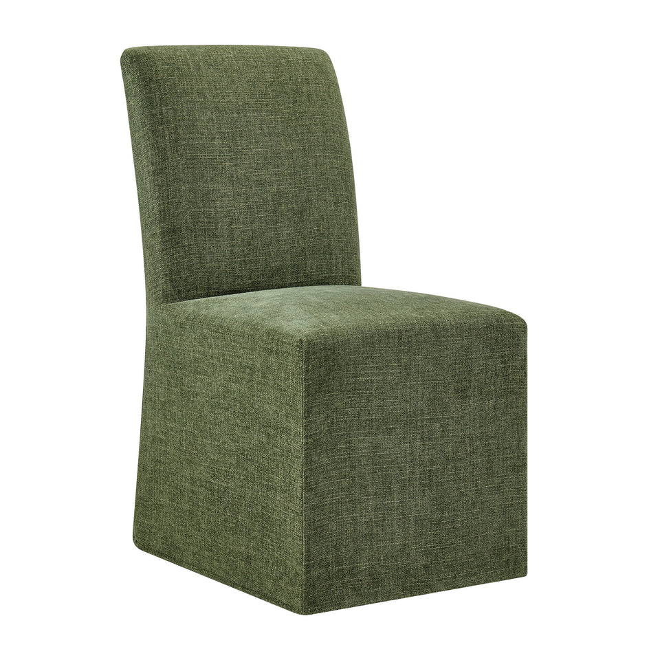 Aster Slub Weave Fabric Slipcovered Dining Chairs Set of 2 by Modway