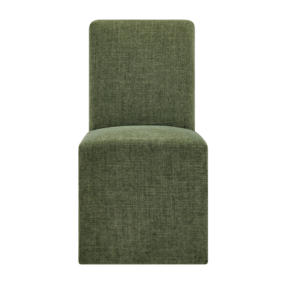 Aster Slub Weave Fabric Slipcovered Dining Chairs Set of 2 by Modway