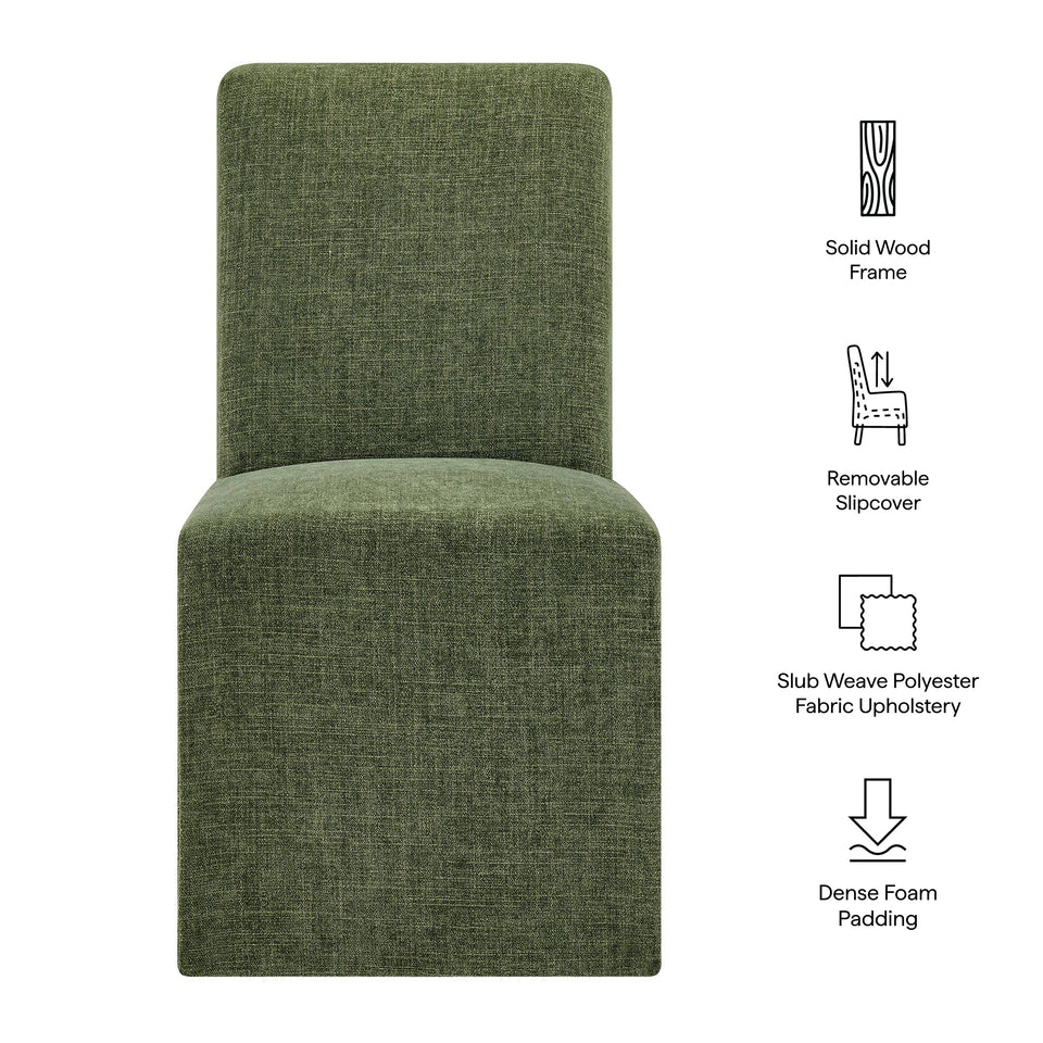 Aster Slub Weave Fabric Slipcovered Dining Chairs Set of 2 by Modway