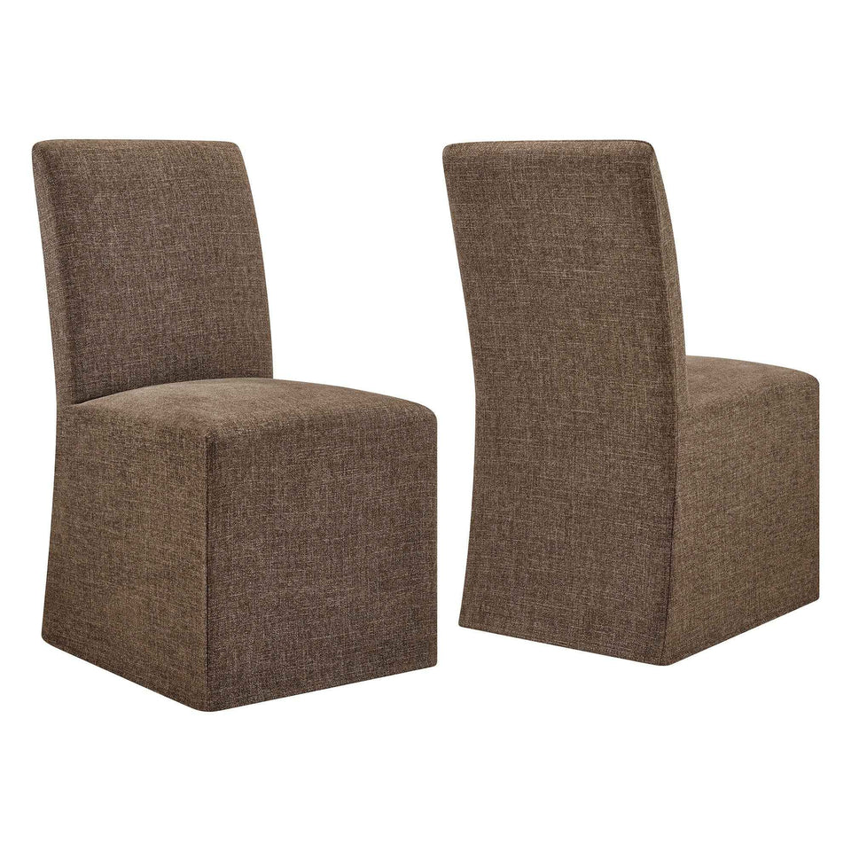 Aster Slub Weave Fabric Slipcovered Dining Chairs Set of 2 by Modway