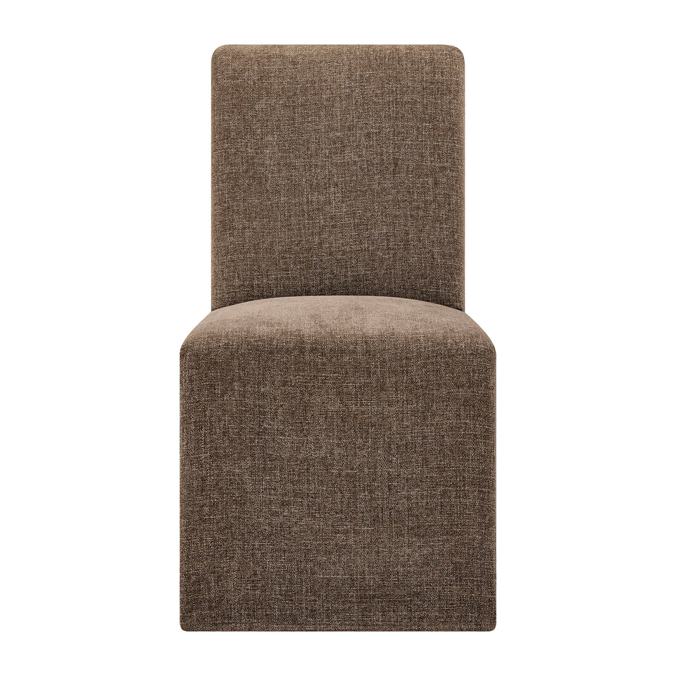 Aster Slub Weave Fabric Slipcovered Dining Chairs Set of 2 by Modway