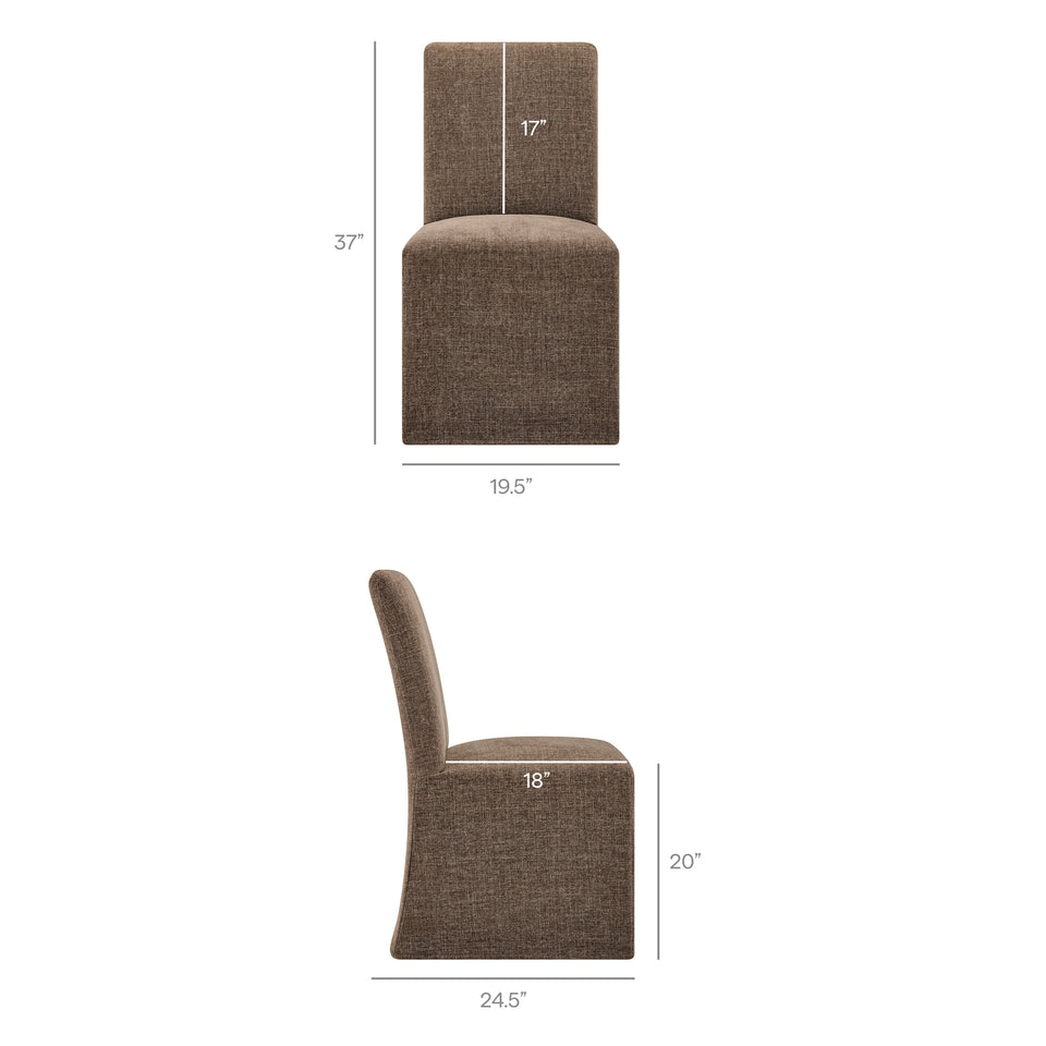 Aster Slub Weave Fabric Slipcovered Dining Chairs Set of 2 by Modway