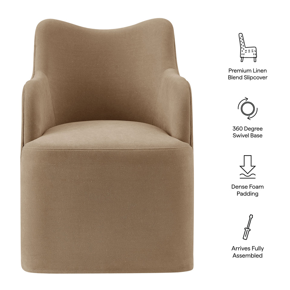 Cordelle Linen Blend Swivel Dining Chair by Modway