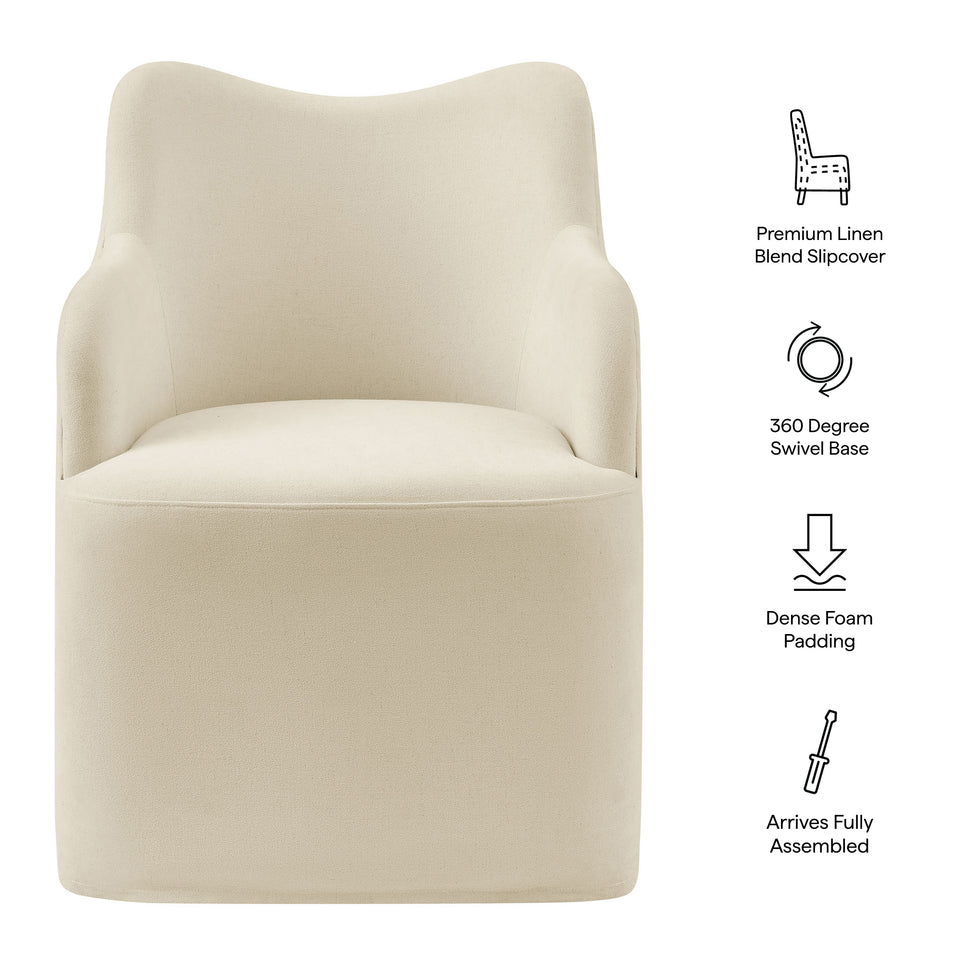 Cordelle Linen Blend Swivel Dining Chair by Modway