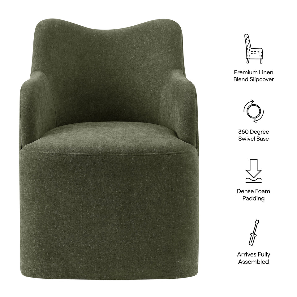 Cordelle Linen Blend Swivel Dining Chair by Modway