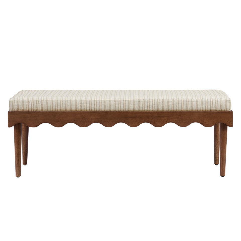 Mirette Scalloped Edge Striped Accent Bench by Modway