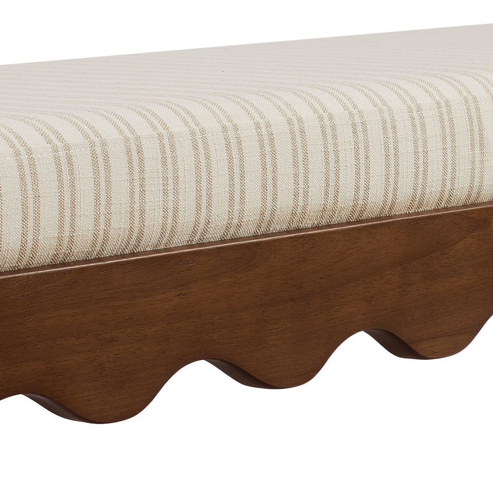 Mirette Scalloped Edge Striped Accent Bench by Modway