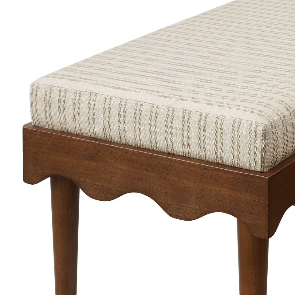 Mirette Scalloped Edge Striped Accent Bench by Modway