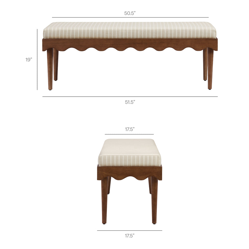 Mirette Scalloped Edge Striped Accent Bench by Modway