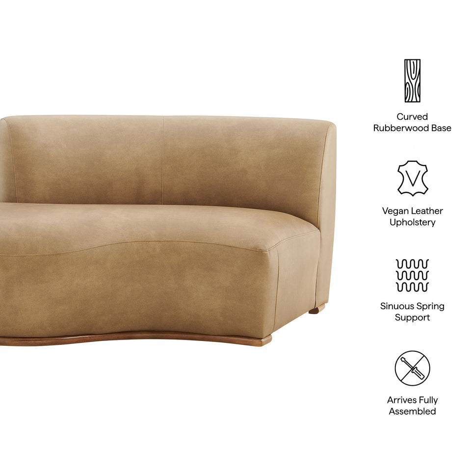 Rialta Curved Left-Arm Vegan Leather Sectional Loveseat by Modway