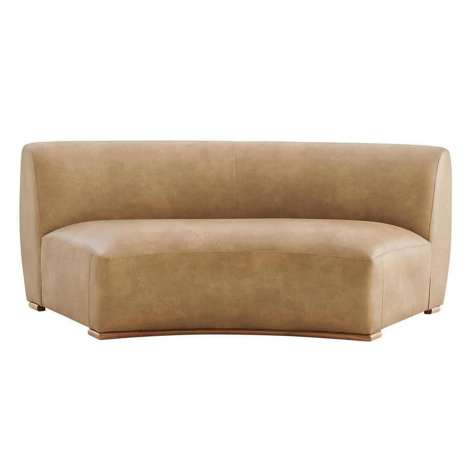 Rialta Curved Armless Vegan Leather Sectional Loveseat by Modway